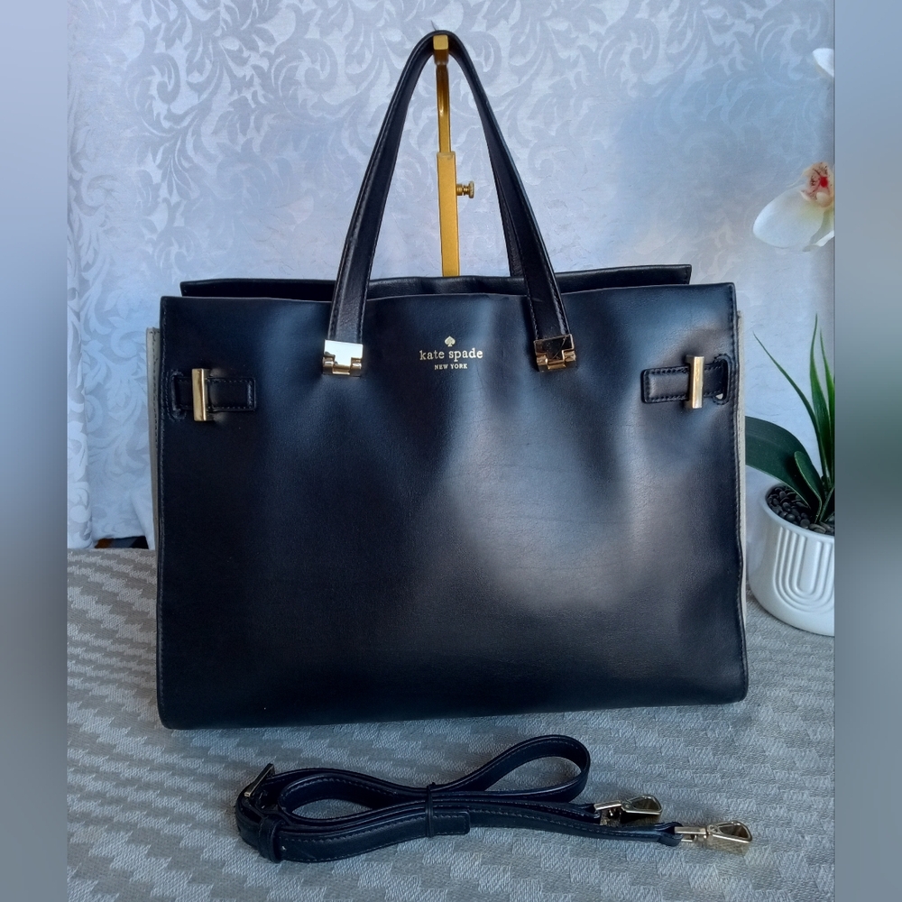 Kate Spade New York Parker Black & Suede Tote Crossbody Bag - Picture 2 of 9